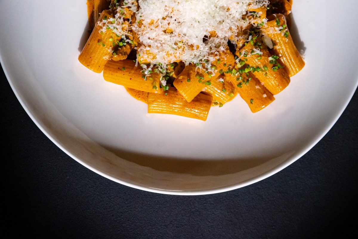 Rigatoni Spicy Vodka served at Harry’s Prime Steakhouse & Raw Bar